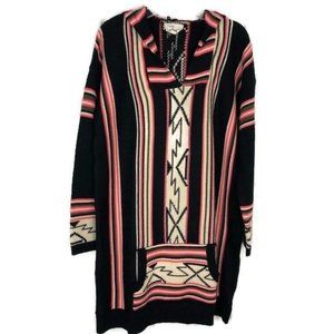 2 Love Aztec Hooded Cotton Blend Sweater With Pockets Size M/L